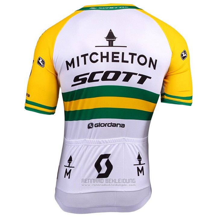 2018 Fahrradbekleidung Mitchelton Scott Champion Australien Trikot Kurzarm und Tragerhose